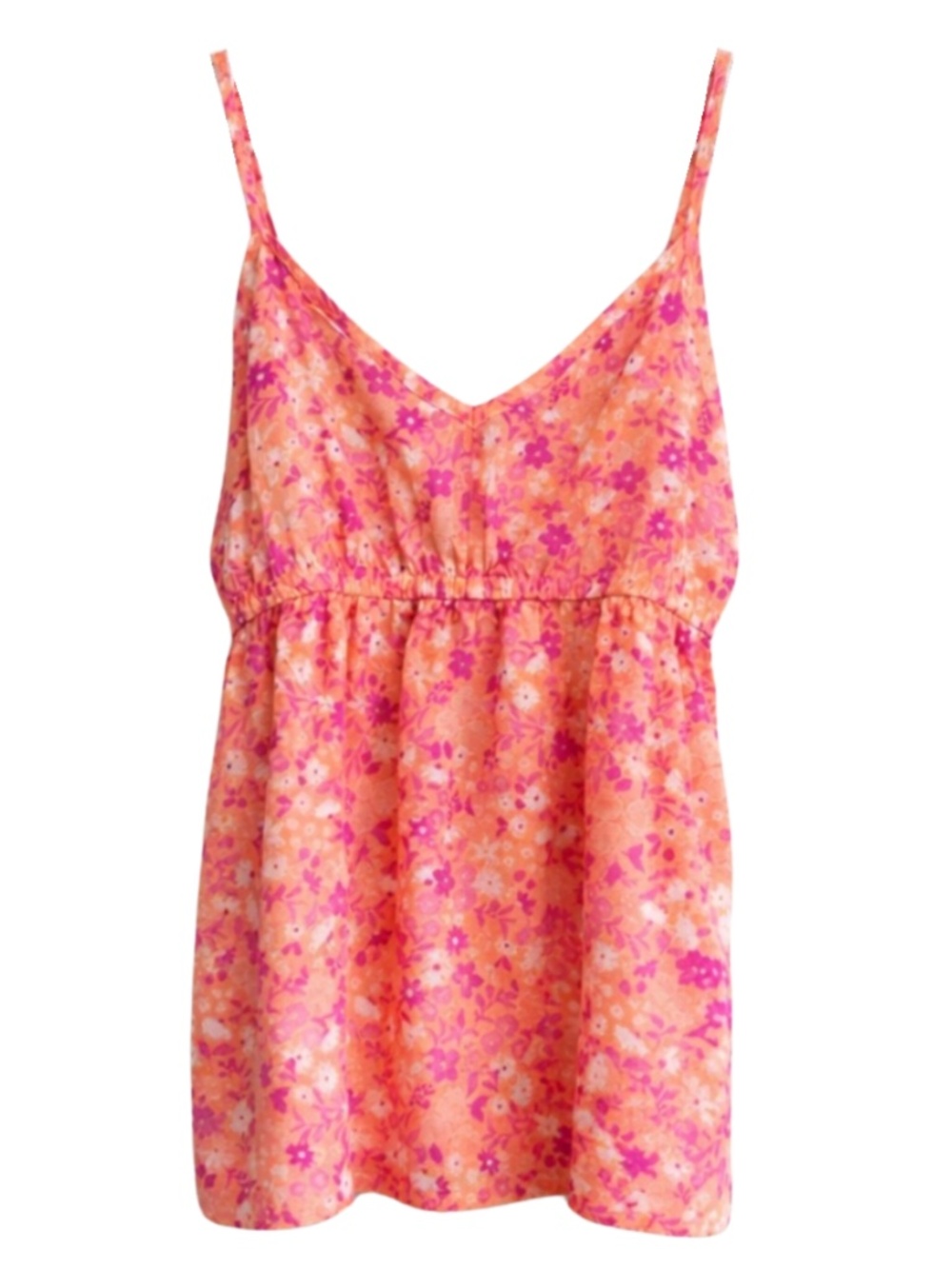 4/$20➡️ La Vie En Rose Coral & Pink Floral Babydoll Chemise – Size Small GUC